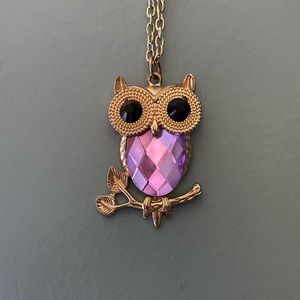 Long Owl Gold Necklace